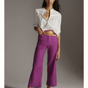 Anthropologie Maeve 'The Colette' Linen Wide-Leg Ankle Culottes size 6 worn once